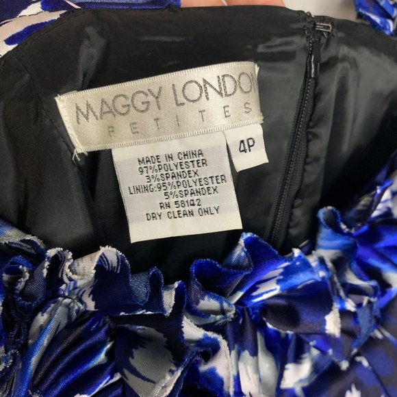 MAGGY LONDON BLUE FLORAL DRESS - Picture 4 of 7